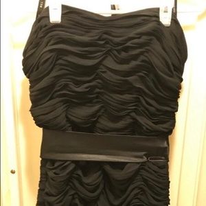 Black strapless bridesmaid dress